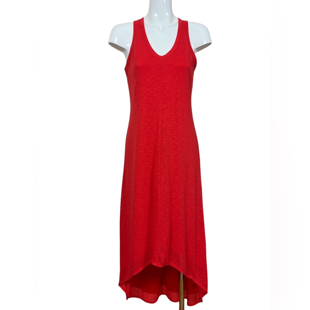 Athleta Red Myra V Neck Racerback High Low Linen Blend Dress Medium